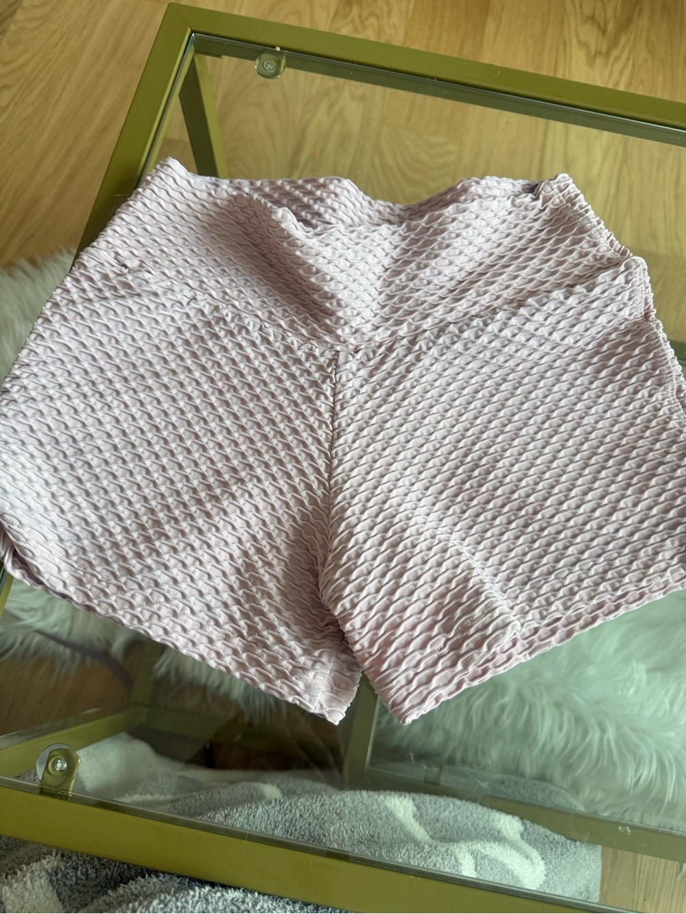 Booty by Brabants Light Pink Textured High-Rise Athletic Shorts